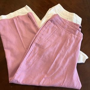 Bundle of 2 Ashley Stewart Linen Blend pants women’s size 20 white and lilac